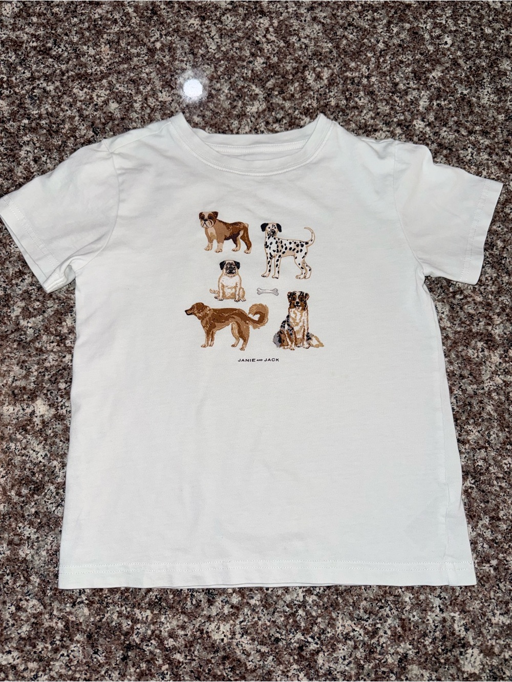 Janie and Jack White Short Sleeve Tee with Dog Print